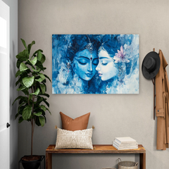 Radha Krishna Blue Harmony Canvas Wall Art Prints – Serene Home Decor