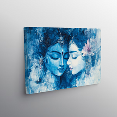 Radha Krishna Blue Harmony Canvas Wall Art Prints – Serene Home Decor