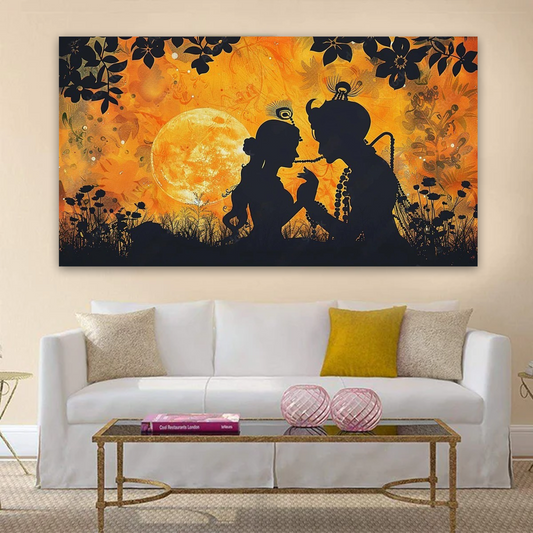 Radha Krishna Silhouette Canvas Wall Art Prints – Elegant Home Decor