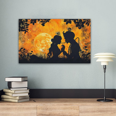 Radha Krishna Silhouette Canvas Wall Art Prints – Elegant Home Decor