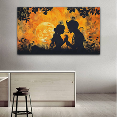 Radha Krishna Silhouette Canvas Wall Art Prints – Elegant Home Decor