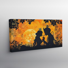 Radha Krishna Silhouette Canvas Wall Art Prints – Elegant Home Decor