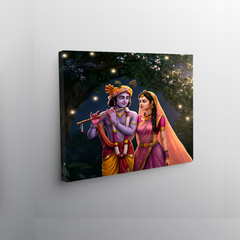 Radha Krishna Moonlit Canvas Wall Art Prints – Enchanting Home Décor