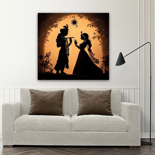 Radha Krishna Silhouette Canvas Wall Art Prints – Elegant Home & Office Decor
