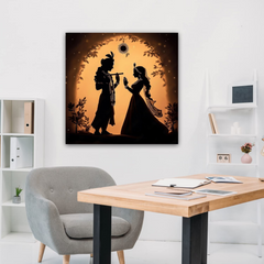 Radha Krishna Silhouette Canvas Wall Art Prints – Elegant Home & Office Decor