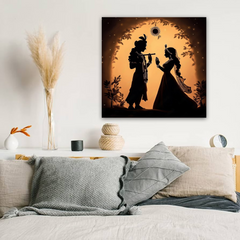 Radha Krishna Silhouette Canvas Wall Art Prints – Elegant Home & Office Decor