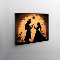 Radha Krishna Silhouette Canvas Wall Art Prints – Elegant Home & Office Decor