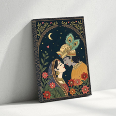 Radha Krishna Folk Art Canvas Wall Art Prints – Traditional Home Décor