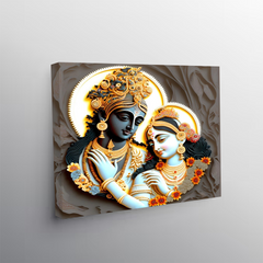 Radha Krishna 3D Embossed Canvas Wall Art Prints – Elegant Home Décor