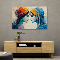 Radha Krishna Textured Canvas Wall Art Prints – Elegant Home Décor