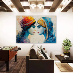 Radha Krishna Textured Canvas Wall Art Prints – Elegant Home Décor