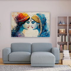 Radha Krishna Textured Canvas Wall Art Prints – Elegant Home Décor