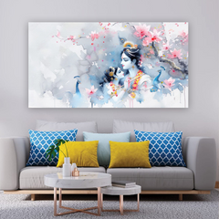 Radha Krishna Watercolor Canvas Wall Art Prints – Elegant Home Décor