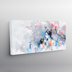 Radha Krishna Watercolor Canvas Wall Art Prints – Elegant Home Décor