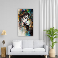 Radha Krishna Abstract Canvas Wall Art Prints – Contemporary Home Decor