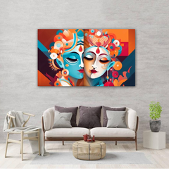 Radha Krishna Modern Abstract Canvas Wall Art Prints – Vibrant Home Décor