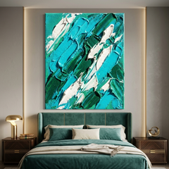 Emerald Tide — Textured Teal & Green Palette Knife Abstract Canvas Wall Print