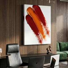 Crimson Stroke — Bold Red & Orange Minimalist Brushstroke Abstract Canvas Wall Print