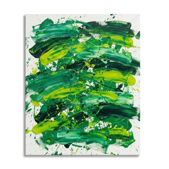 Verdant Pulse — Bold Green & Lime Brushstroke Abstract Canvas Wall Print