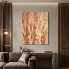 Rose Gold Reverie — Luxe Pink & Gold Marble Fluid Art Abstract Canvas Wall Print