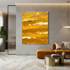 Liquid Gold — Textured Mustard & Yellow Palette Knife Abstract Canvas Wall Print