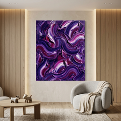 Royal Velvet — Textured Purple & Magenta Swirl Palette Knife Abstract Canvas Wall Print