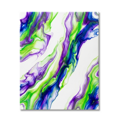 Aurora Flow — Vibrant Purple, Blue & Green Fluid Art Abstract Canvas Wall Print