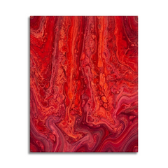 Crimson Cascade — Bold Red & Pink Fluid Art Abstract Canvas Wall Print