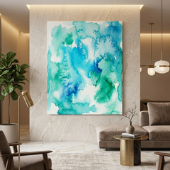 Ocean Mist — Soft Teal & Aqua Watercolor Abstract Canvas Wall Print