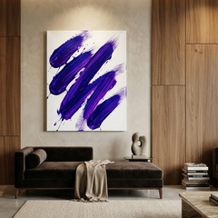 Violet Stroke — Bold Purple Minimalist Brushstroke Abstract Canvas Wall Print