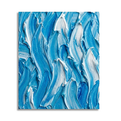 Coastal Wave — Textured Sky Blue & White Palette Knife Abstract Canvas Wall Print