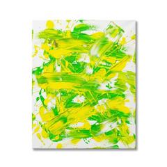 Citrus Burst — Vibrant Lime Green & Yellow Brushstroke Abstract Canvas Wall Print
