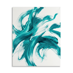 Teal Whirlwind — Bold Turquoise Minimalist Brushstroke Abstract Canvas Wall Print