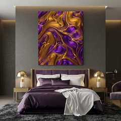 Royal Opulence — Luxe Purple & Gold Marble Fluid Art Abstract Canvas Wall Print