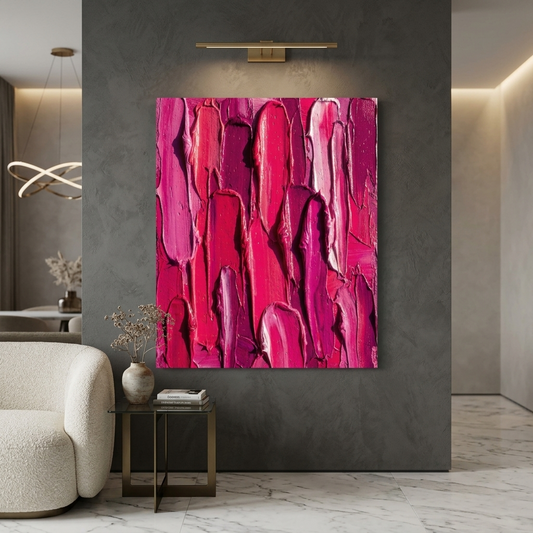 Pink Velvet — Textured Magenta & Fuchsia Palette Knife Abstract Canvas Wall Print