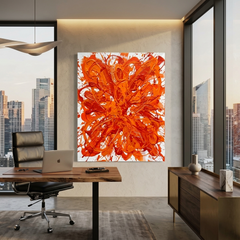Tangerine Tangle — Bold Orange Swirl Brushstroke Abstract Canvas Wall Print