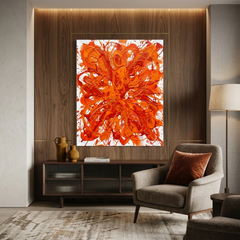 Tangerine Tangle — Bold Orange Swirl Brushstroke Abstract Canvas Wall Print