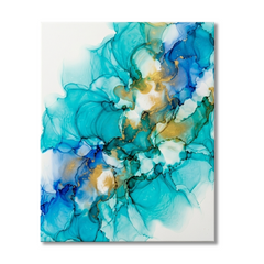 Aqua Aurum — Luxe Teal & Gold Alcohol Ink Abstract Canvas Wall Print