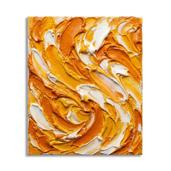 Amber Swirl — Textured Orange, Yellow & White Palette Knife Abstract Canvas Wall Print