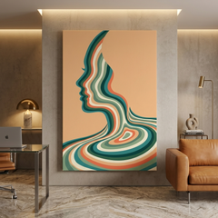Colour Stripe Woman — Conceptual Figurative Canvas Wall Art Print