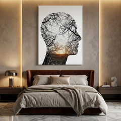 Forest Mind — Double Exposure Human Head Tree Canvas Wall Art Prints