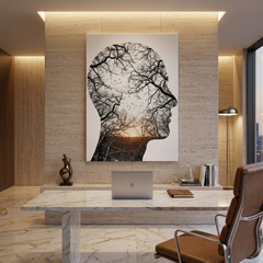 Forest Mind — Double Exposure Human Head Tree Canvas Wall Art Prints