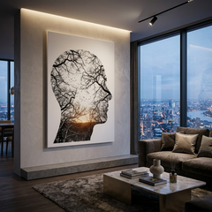 Forest Mind — Double Exposure Human Head Tree Canvas Wall Art Prints