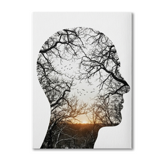 Forest Mind — Double Exposure Human Head Tree Canvas Wall Art Prints