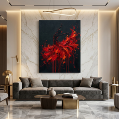 Fire Dancer — Red Paint Drip Flamenco Canvas Wall Art Prints