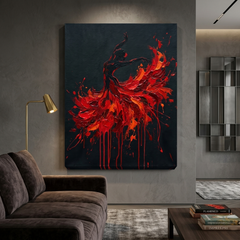 Fire Dancer — Red Paint Drip Flamenco Canvas Wall Art Prints