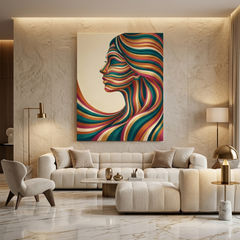 Flowing Stripes Woman — Colourful Figurative Canvas Wall Art Prints