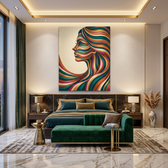 Flowing Stripes Woman — Colourful Figurative Canvas Wall Art Prints