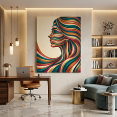 Flowing Stripes Woman — Colourful Figurative Canvas Wall Art Prints