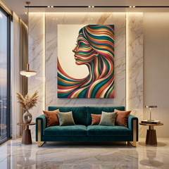 Flowing Stripes Woman — Colourful Figurative Canvas Wall Art Prints